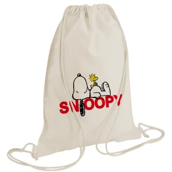 Snoopy sleep, Backpack bag GYMBAG natural (28x40cm)