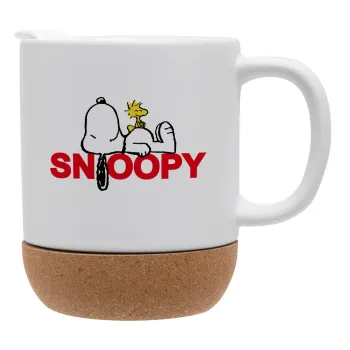 Snoopy sleep, Ceramic coffee mug Cork (MAT), 330ml