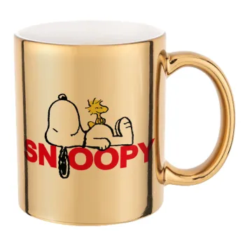 Snoopy sleep, Mug ceramic, gold mirror, 330ml