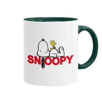 Snoopy sleep, Κούπα χρωματιστή πράσινη, κεραμική, 330ml