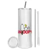 Tumbler ποτήρι θερμό από ανοξείδωτο ατσάλι 600ml, με μεταλλικό καλαμάκι & βούρτσα καθαρισμού