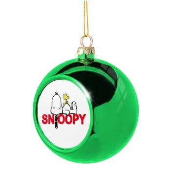Snoopy sleep, Στολίδι Χριστουγεννιάτικη μπάλα δένδρου Πράσινη 8cm