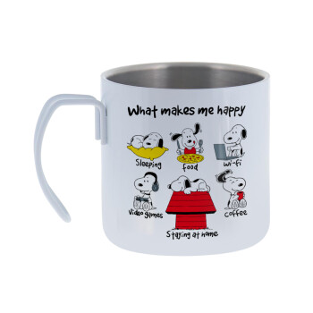 Snoopy what makes my happy, Mug Stainless steel double wall 400ml