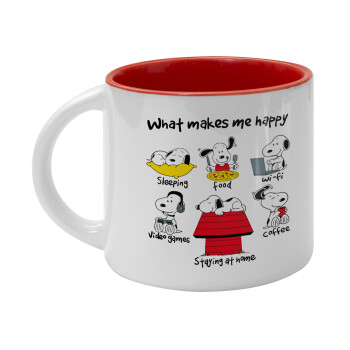 Snoopy what makes my happy, Κούπα κεραμική 400ml Λευκή/Κόκκινη