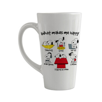 Snoopy what makes my happy, Κούπα κωνική Latte Μεγάλη, κεραμική, 450ml