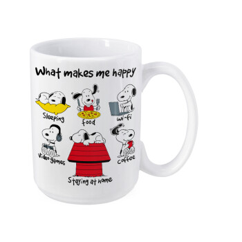 Snoopy what makes my happy, Κούπα Mega, κεραμική, 450ml