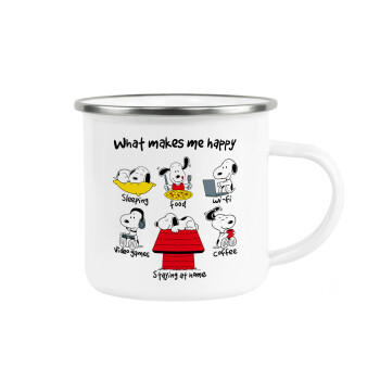 Snoopy what makes my happy, Metallic enamel cup white 360ml