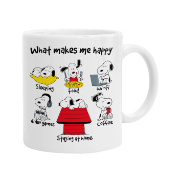 Snoopy what makes my happy, Κούπα, κεραμική, 330ml (1 τεμάχιο)