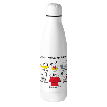 Snoopy what makes my happy, Metal mug thermos (Stainless steel), 500ml