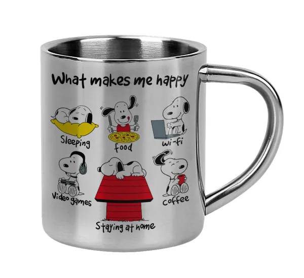 Snoopy what makes my happy — Mug Stainless steel double wall 300ml