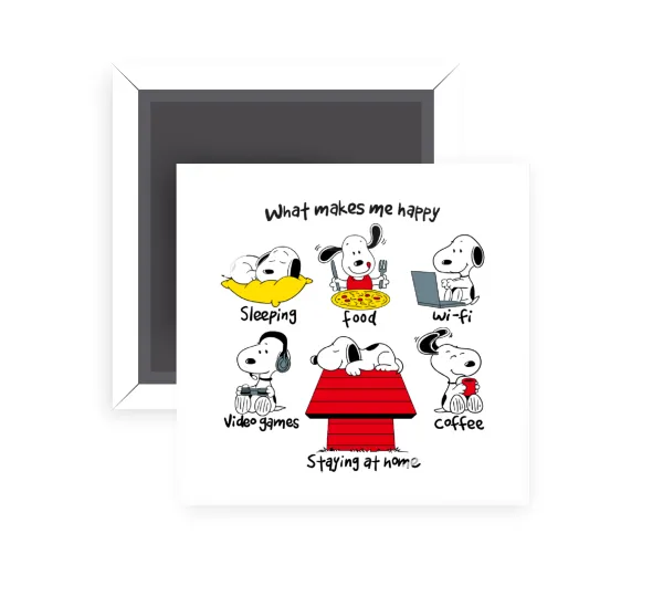 Snoopy what makes my happy — Τετράγωνο (5x5cm)