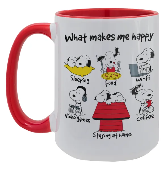 Snoopy what makes my happy — Mega 15oz Κόκκινη