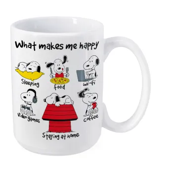 Snoopy what makes my happy, Κούπα Mega, κεραμική, 450ml