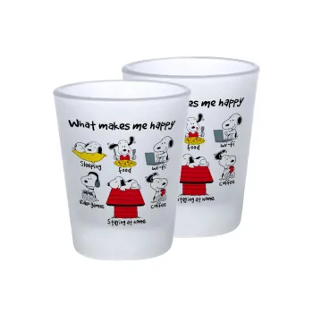 Snoopy what makes my happy, Σφηνοπότηρα γυάλινα 45ml του πάγου (2 τεμάχια)