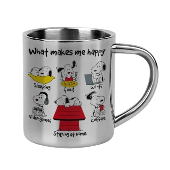 Snoopy what makes my happy, Κούπα Ανοξείδωτη διπλού τοιχώματος 300ml