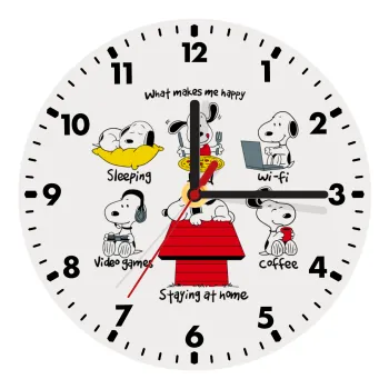 Snoopy what makes my happy, Ρολόι τοίχου ξύλινο (20cm)
