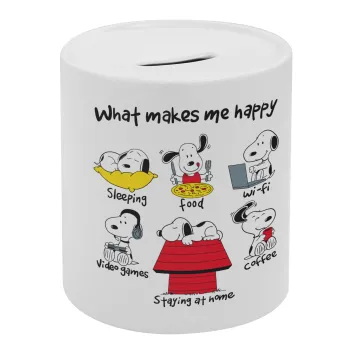 Snoopy what makes my happy, Κουμπαράς πορσελάνης με τάπα