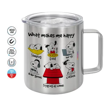 Snoopy what makes my happy, Κούπα Ανοξείδωτη διπλού τοιχώματος 300ml