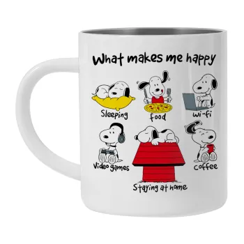 Snoopy what makes my happy, Κούπα Ανοξείδωτη διπλού τοιχώματος 300ml