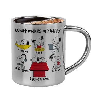 Snoopy what makes my happy, Double-wall metal cup for espresso (220ml)