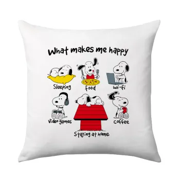 Snoopy what makes my happy, Sofa cushion 40x40cm includes filling