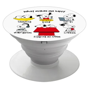 Snoopy what makes my happy, Phone Holders Stand  White Hand-held Mobile Phone Holder