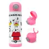 Children's hot water bottle, stainless steel, with safety straw, PINK (500ml)