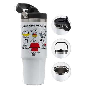 Snoopy what makes my happy, Θερμός Ανοξείδωτο 30oz με χερούλι