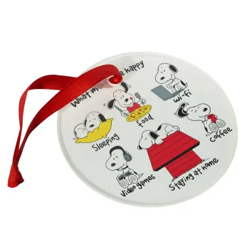 Snoopy what makes my happy, Christmas ornament glass 9cm