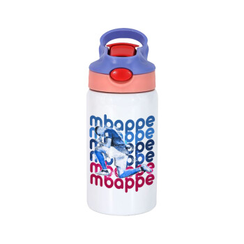 Κιλιάν Μπαπέ, Children's hot water bottle, stainless steel, with safety straw, pink/purple (350ml)