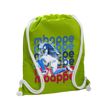 Κιλιάν Μπαπέ, Τσάντα πλάτης πουγκί GYMBAG LIME GREEN, με τσέπη (40x48cm) & χονδρά κορδόνια