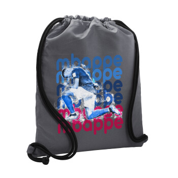 Kylian Mbappé, Backpack pouch GYMBAG GREY, with pocket (40x48cm) & thick cords