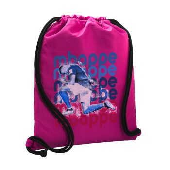 Κιλιάν Μπαπέ, Τσάντα πλάτης πουγκί GYMBAG Φούξια, με τσέπη (40x48cm) & χονδρά κορδόνια
