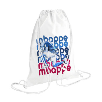 Kylian Mbappé, Τσάντα πλάτης πουγκί GYMBAG λευκή (28x40cm)