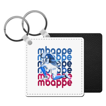 Kylian Mbappé, Μπρελόκ Δερματίνη, τετράγωνο ΜΑΥΡΟ (5x5cm)