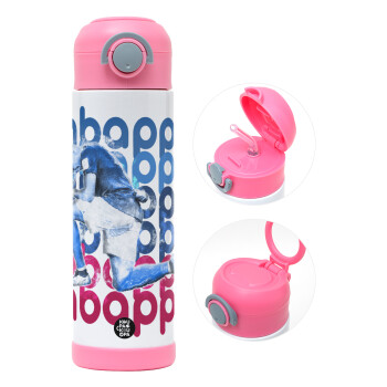 Κιλιάν Μπαπέ, Παιδικό παγούρι θερμό, ανοξείδωτο, με καλαμάκι ασφαλείας, ΡΟΖ (500ml)