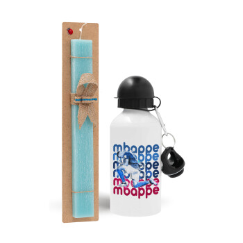 Kylian Mbappé, Easter Set, metallic aluminum water bottle (500ml) & scented flat candle (30cm) (TURQUOISE)