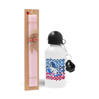 Kylian Mbappé, Easter Set, metallic aluminum bottle (500ml) & aromatic flat Easter candle (30cm) (PINK)