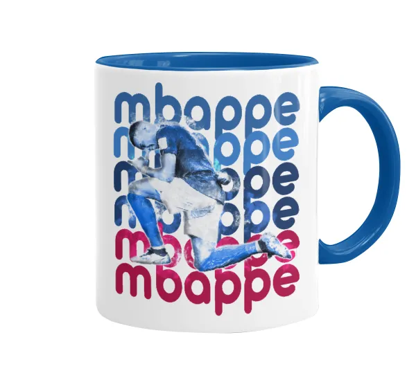 Kylian Mbappé — Mug colored blue, ceramic, 330ml