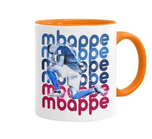 Kylian Mbappé — Mug colored orange, ceramic, 330ml