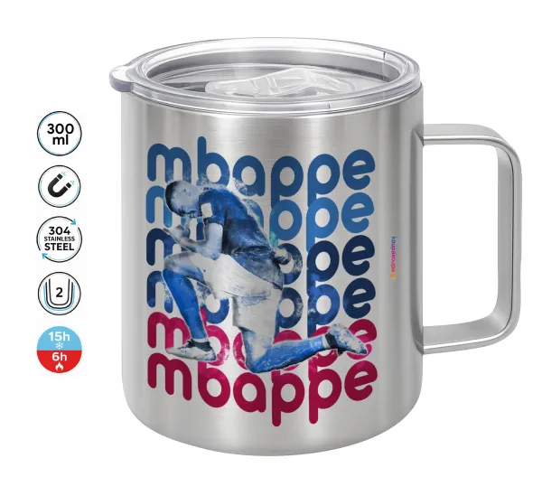 Kylian Mbappé — Double-walled stainless steel mug 300ml with temperature-retaining lid