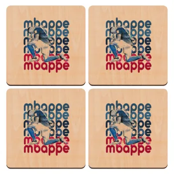 Κιλιάν Μπαπέ, ΣΕΤ x4 Σουβέρ ξύλινα τετράγωνα plywood (9cm)