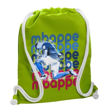 Kylian Mbappé, Backpack bag GYMBAG LIME GREEN, with pocket (40x48cm) & thick cords