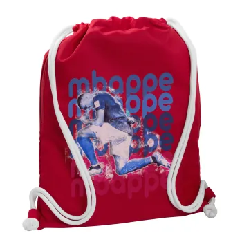 Kylian Mbappé, Backpack pouch GYMBAG Red, with pocket (40x48cm) & thick cords