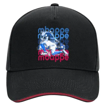 Kylian Mbappé, DRILL Adult Ultimate Hat BLACK/RED, (100% COTTON, ADULT, UNISEX, ONE SIZE)
