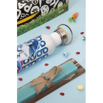 Κιλιάν Μπαπέ, Πασχαλινή Λαμπάδα με παγούρι μεταλλικό (620ml, stainless steel) & κερί αρωματικό πλακέ (30cm) (ΤΙΡΚΟΥΑΖ)