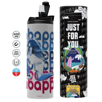 Kylian Mbappé, Tumbler stainless steel GREY 600ml