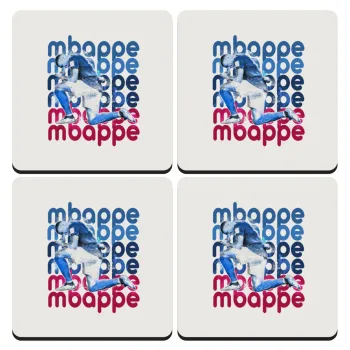 Kylian Mbappé, ΣΕΤ 4 Σουβέρ ξύλινα τετράγωνα (9cm)