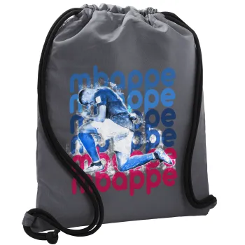 Kylian Mbappé, Backpack pouch GYMBAG GREY, with pocket (40x48cm) & thick cords