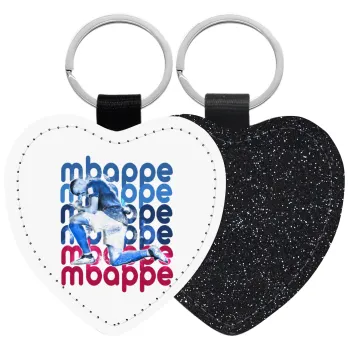 Kylian Mbappé, Μπρελόκ PU δερμάτινο glitter καρδιά ΜΑΥΡΟ